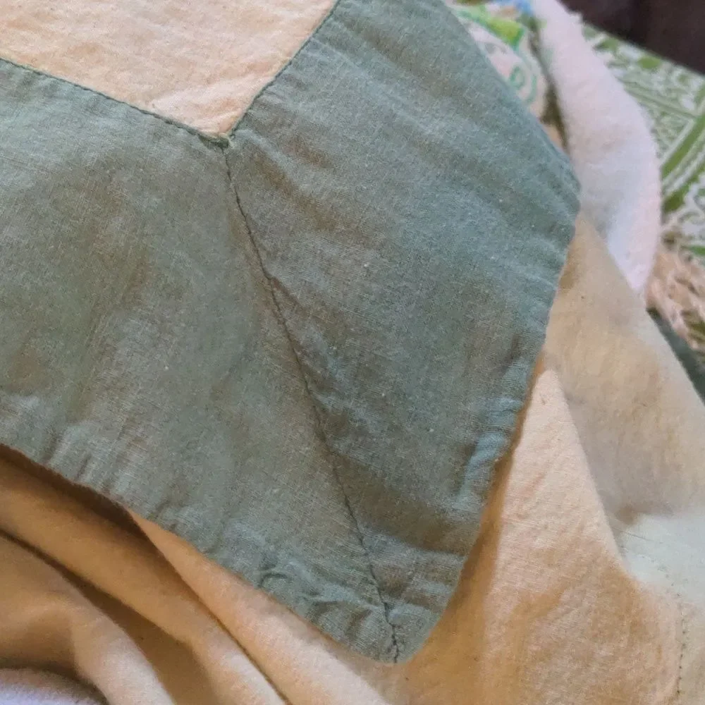 Vintage Yellow and‎ green hand embroidered table cloth